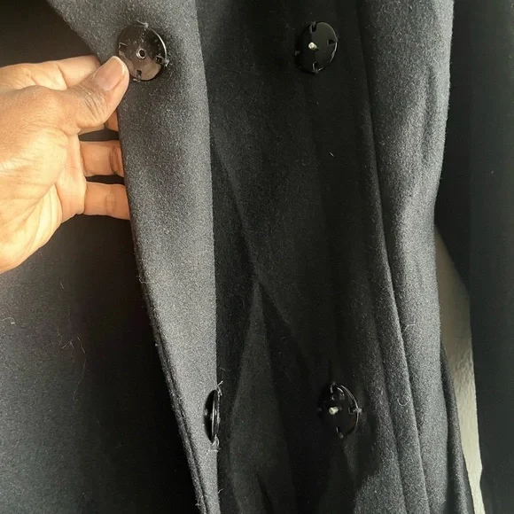 London Fog Black Belted Wool Wrap Coat Size Large. - Picture 8 of 16